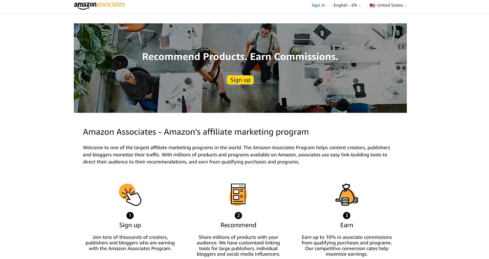 Amazon Associates Program: best affiliate programs for beginners